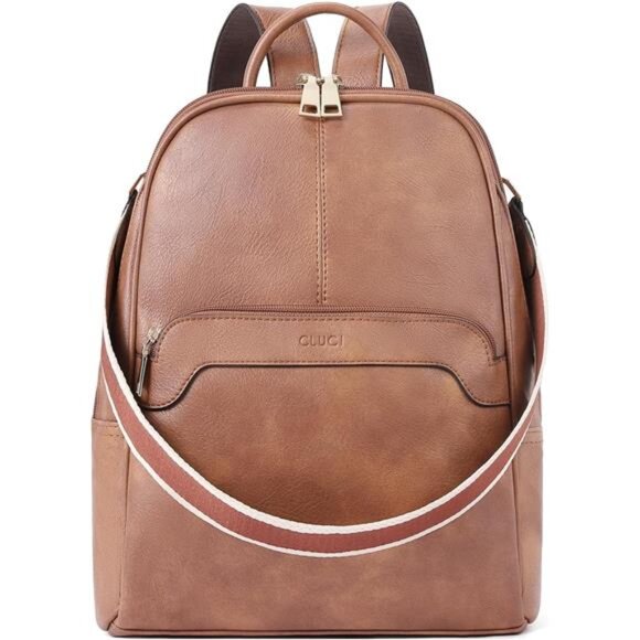 Womens Backpack Purse Vegan Leather Brown